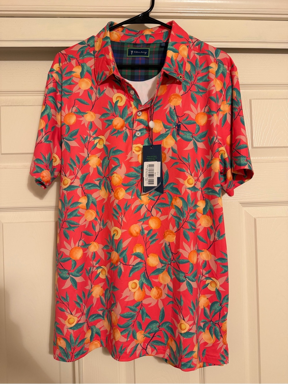 William Murray Thats A Peach Polo Shirt Men Golf Performance NWT